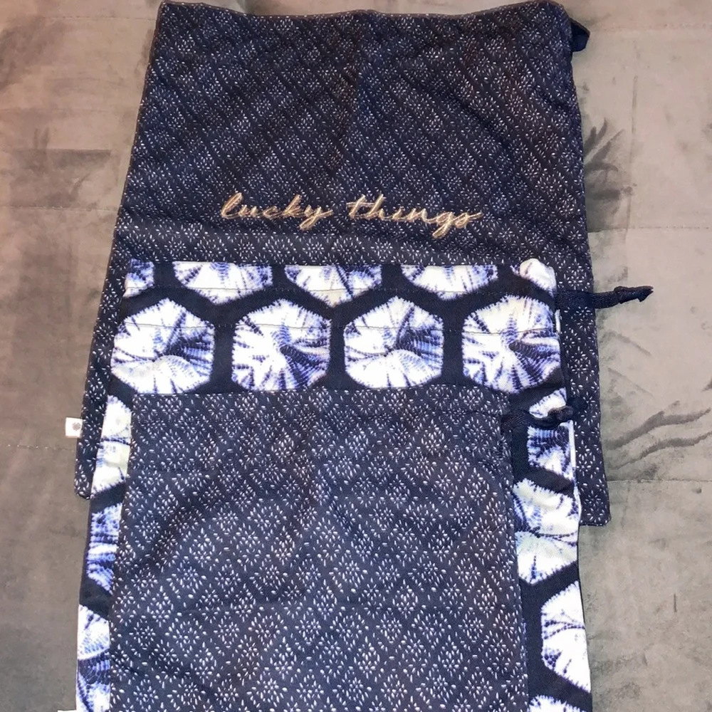 Lucky Brand Indigo-Dye Laundry Bag 3-Piece Set NWOT